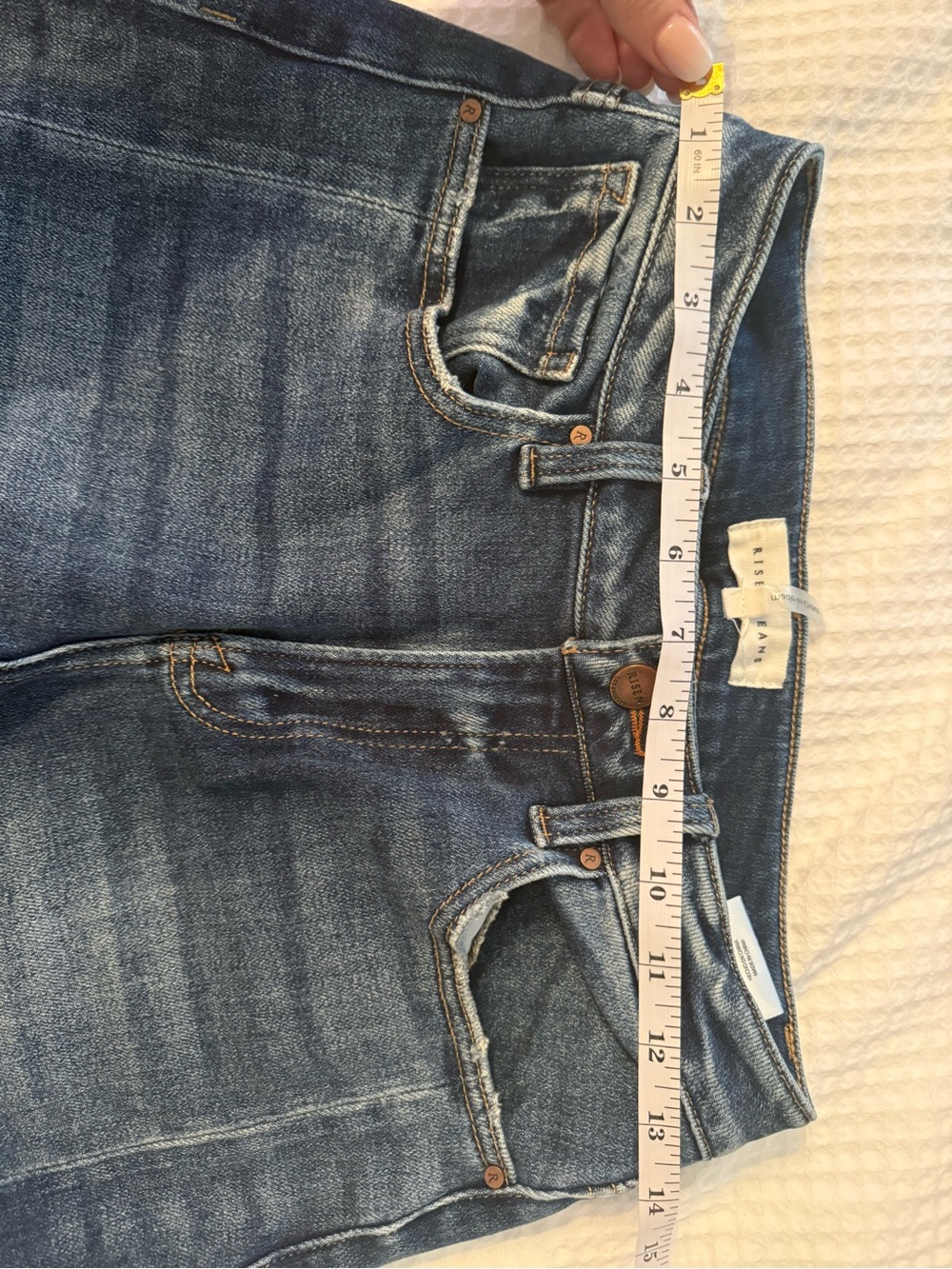 Risen, barrel, whiskered, High-Rise Wide Leg Jeans — Dark Blue Wash - Picture 4 of 8